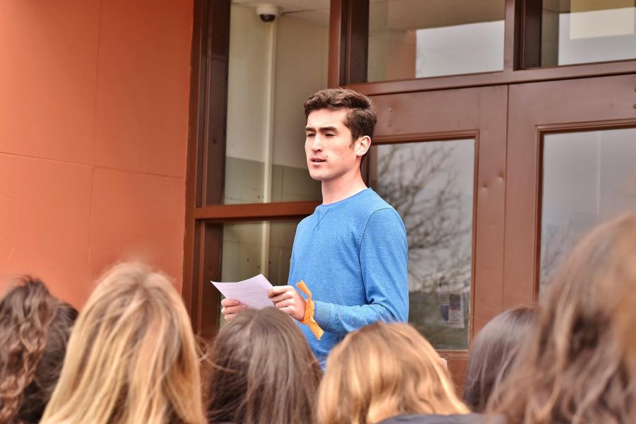 Kainoa Cunningham 18 speaks at the walk out.