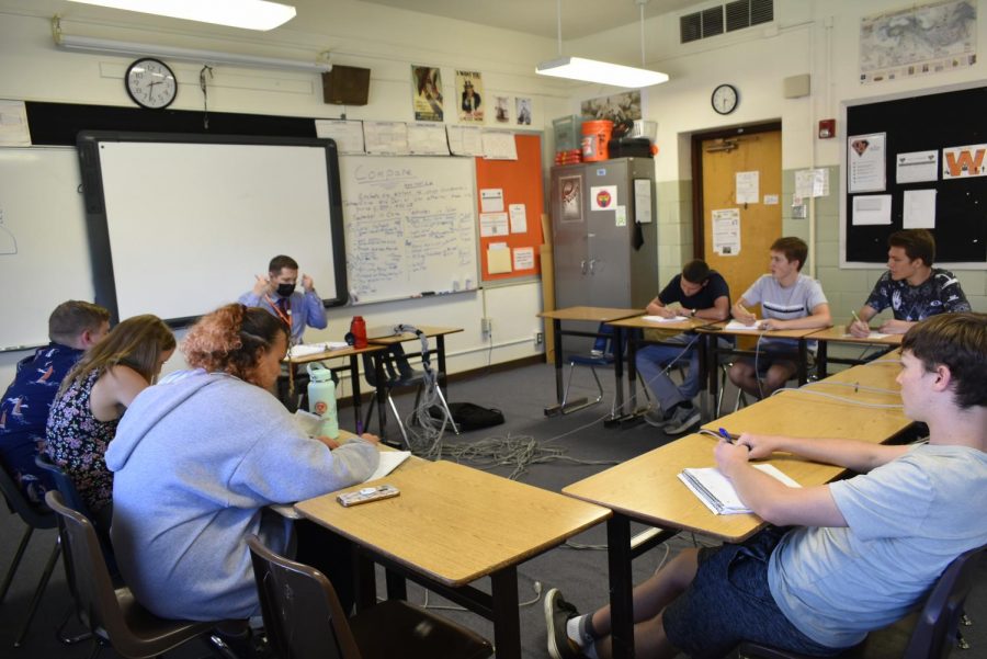 GJHS Academic Team members run questions at practice on Tuesday, August 24.