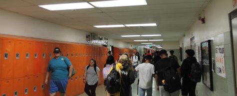 Grand Junction High School students work their way through the 100-level toward class. Enrollment is up significantly this fall at GJHS, especially among the freshman class.
