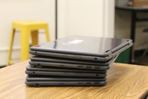 More than 5,000 Chromebooks, like these from a GJHS classroom, will be given away for free to community members soon. Each will be allowed to take up to two computers from distribution at Mesa County Libraries and R-5 High School.