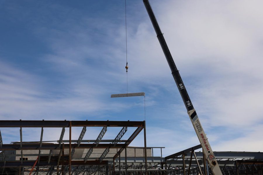 Students+and+staff+at+GJHS+signed+a+steel+beam+in+the+office+before+spring+break.+The+beam+was+put+into+place+in+the+new+building+on+March+28.+