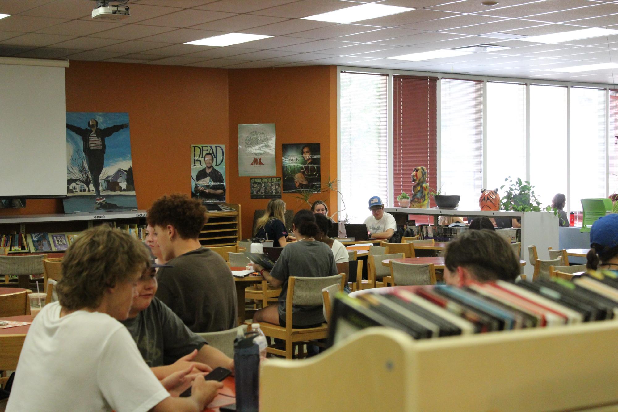 Students frequently visit the GJHS library. Students sometimes look for books that are not in the library because they are banned.  