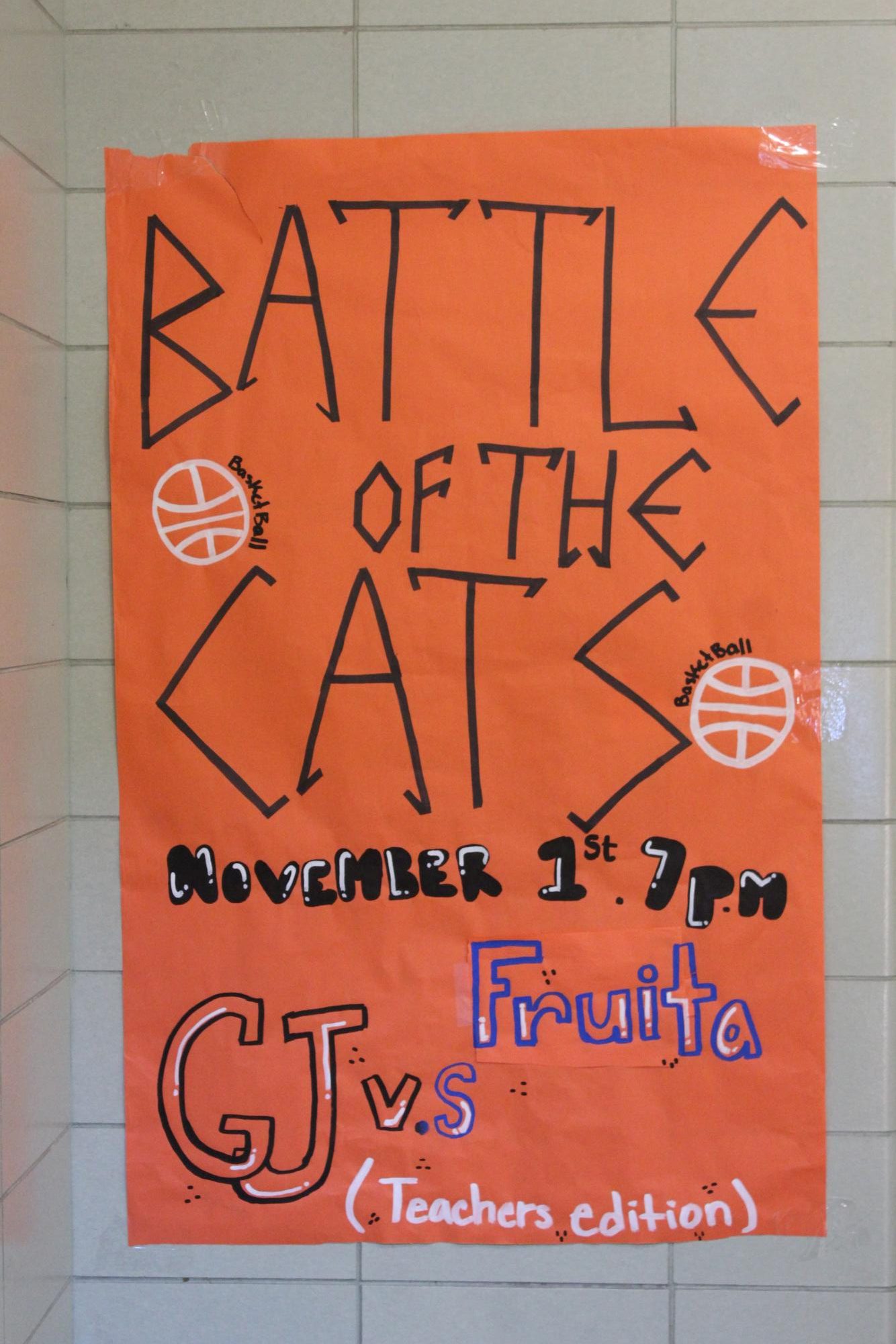 One of the many posters advertising the Fruita-Junction teacher Cat Fight on Nov. 1.