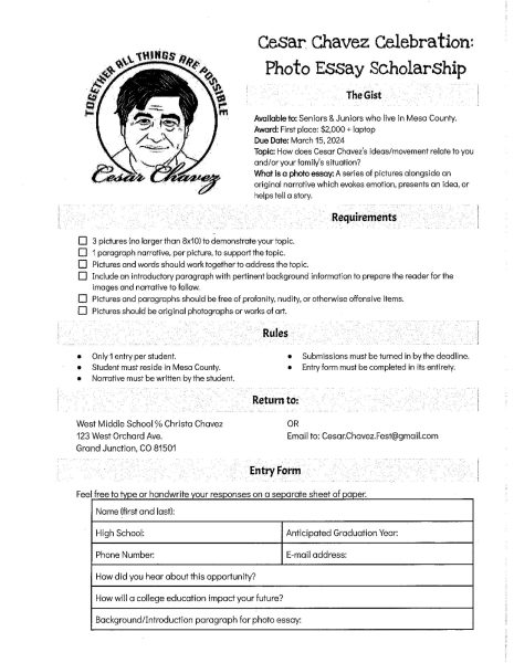 Copy of the official form telling all the requirements needed in order to compete in the competition