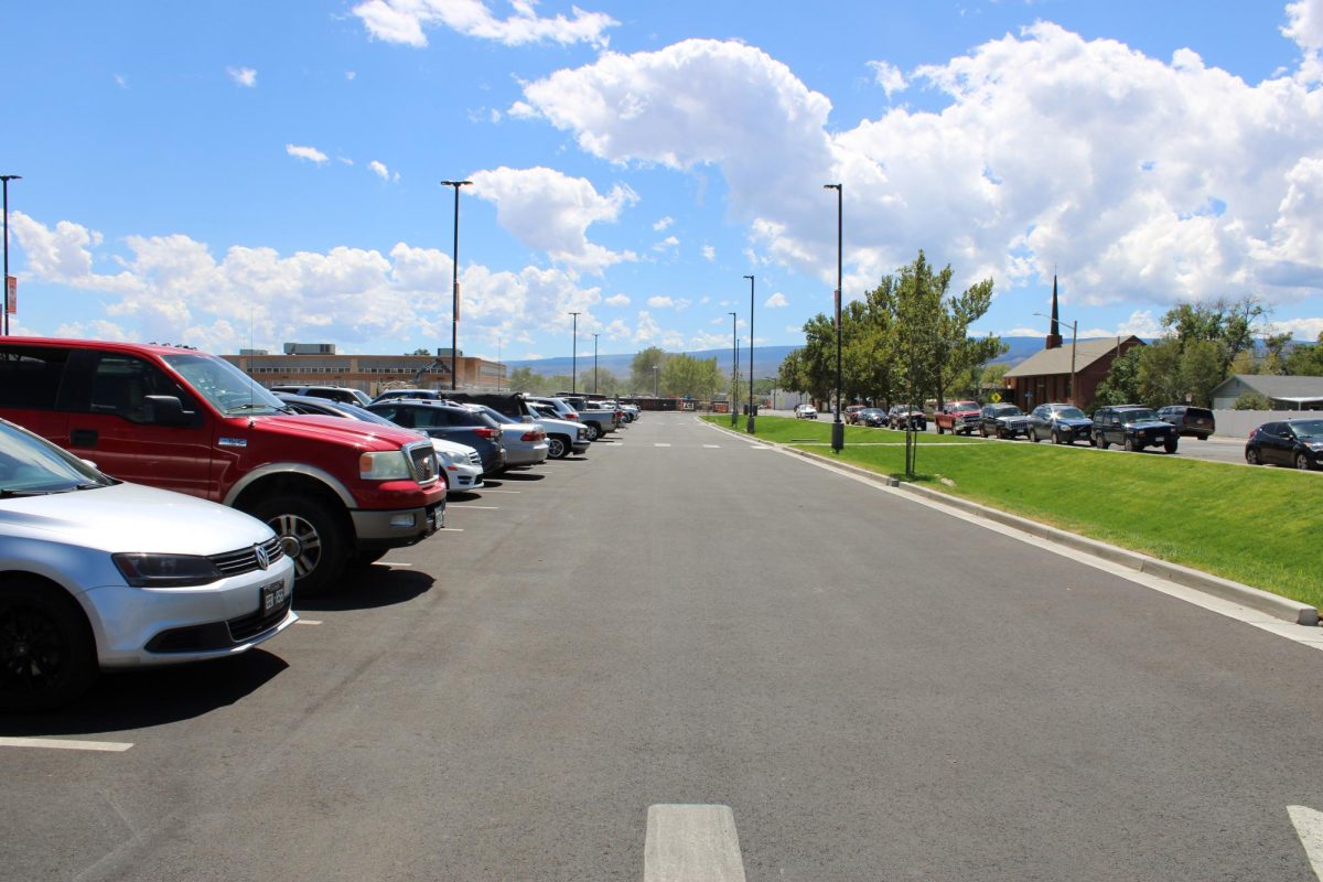 GJHS students parking both in the parking lot and on the street due to parking restrictions.