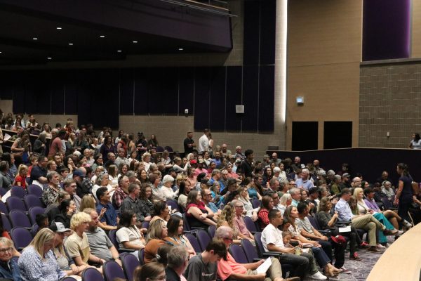 The auditorium fills with family members to honor GJHS students at the academic ceremony on Sept. 20. More than 400 students with a GPA of 3.5 or better were recognized.