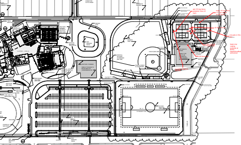 The new sports fields are planned to be placed near the new parking lot, where they are currently demolishing the old GJHS building.