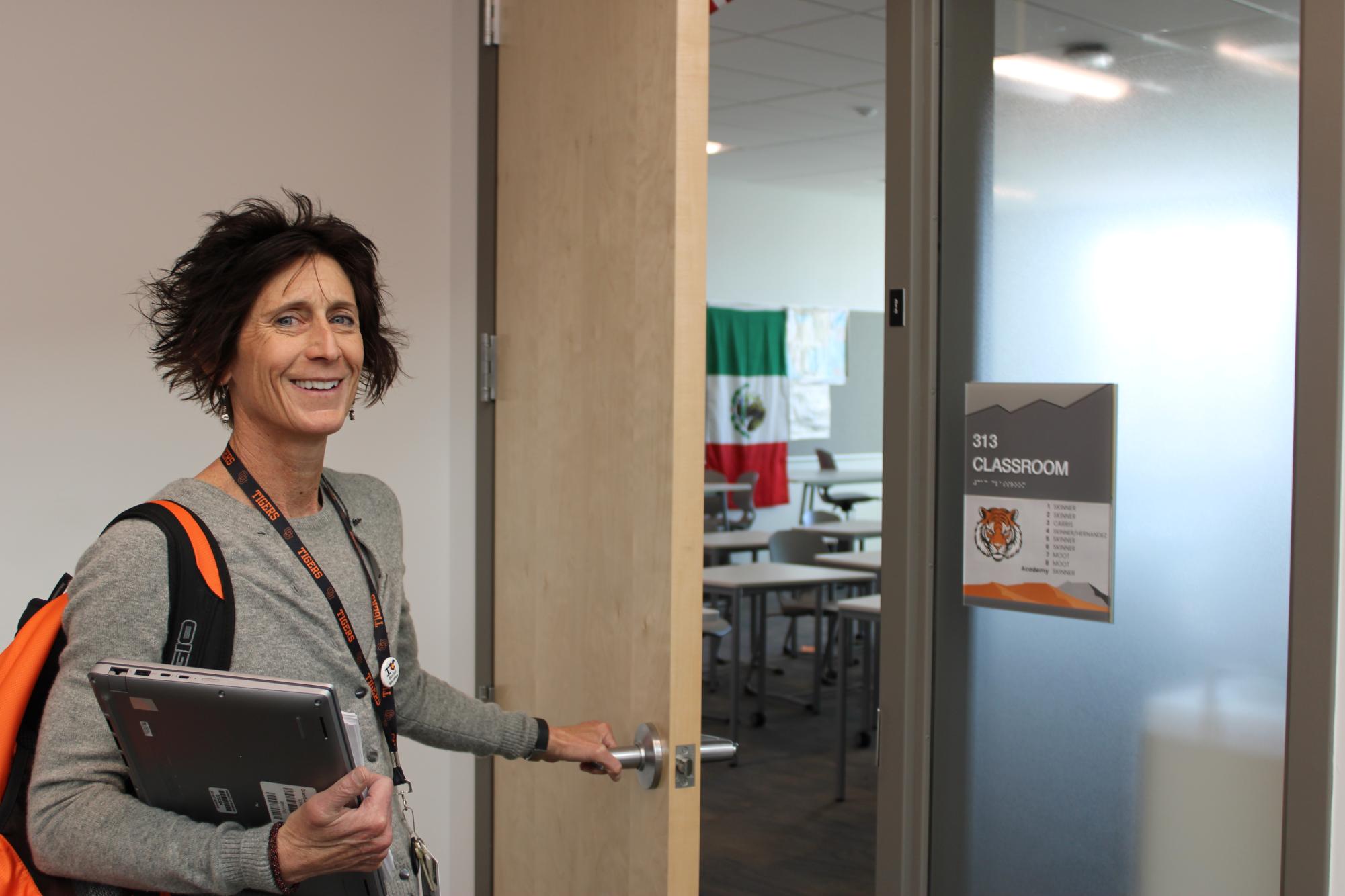 Grand Junction High School teacher Lisa Moot is going to her class at room 313. Since teachers at GJHS don’t have their own classrooms, teachers go from class-to-class.