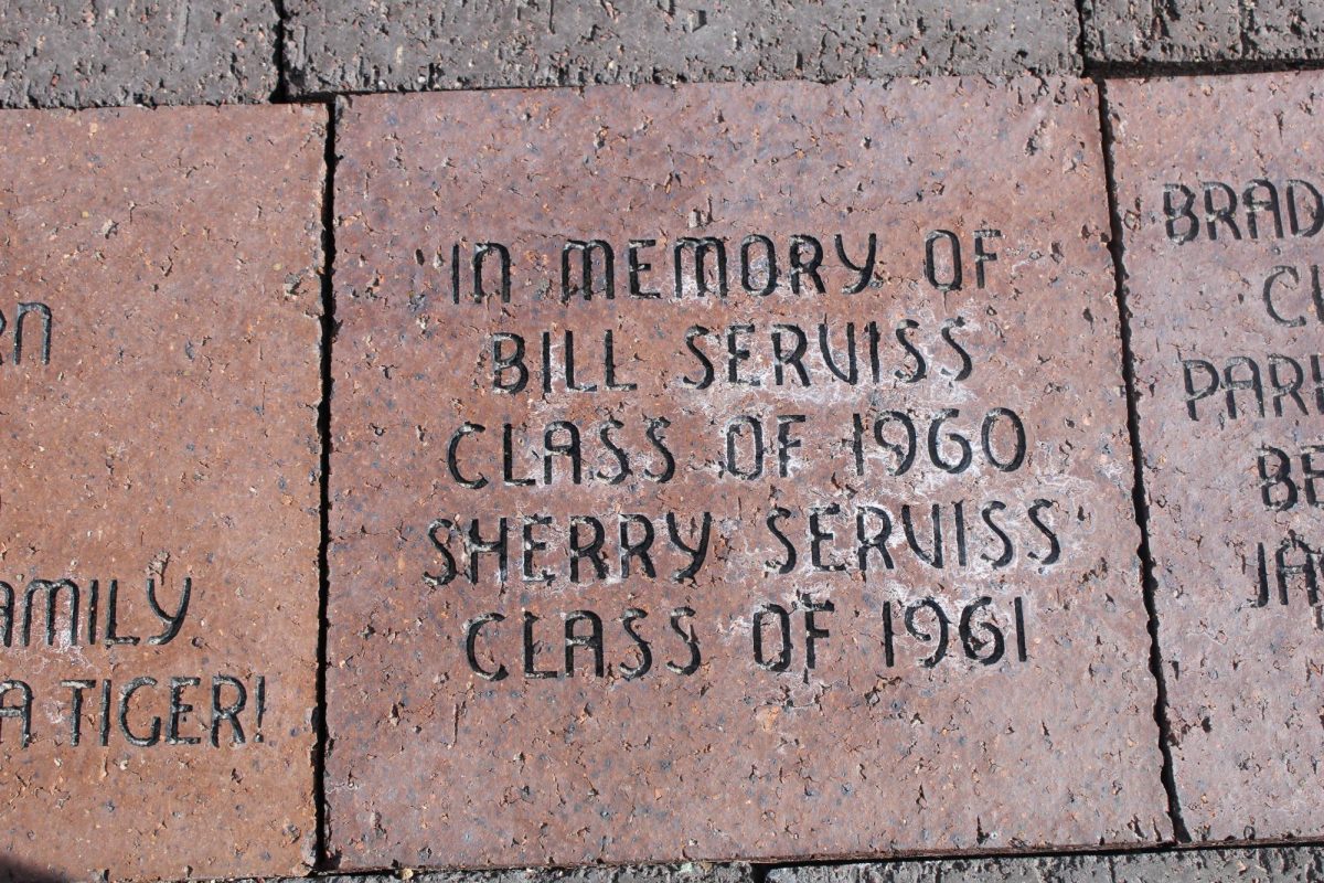 Some of the new bricks that were purchased were used as a memorial for passed family members. The brick in the photo was used as a memorial for past graduate Bill Serviss.