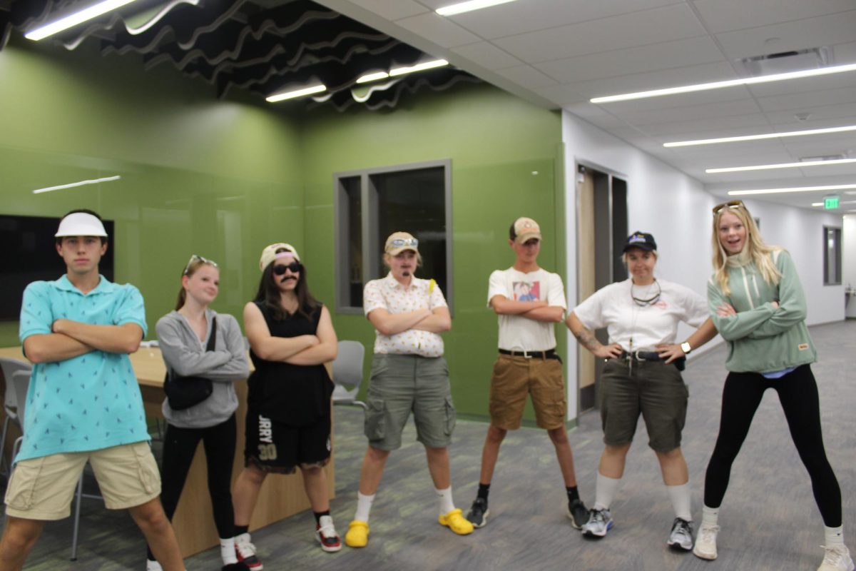 Students dress up for the BBQ vs Soccer Mom spirit day. This theme captured more students' attention, which resulted in more students dressing up.