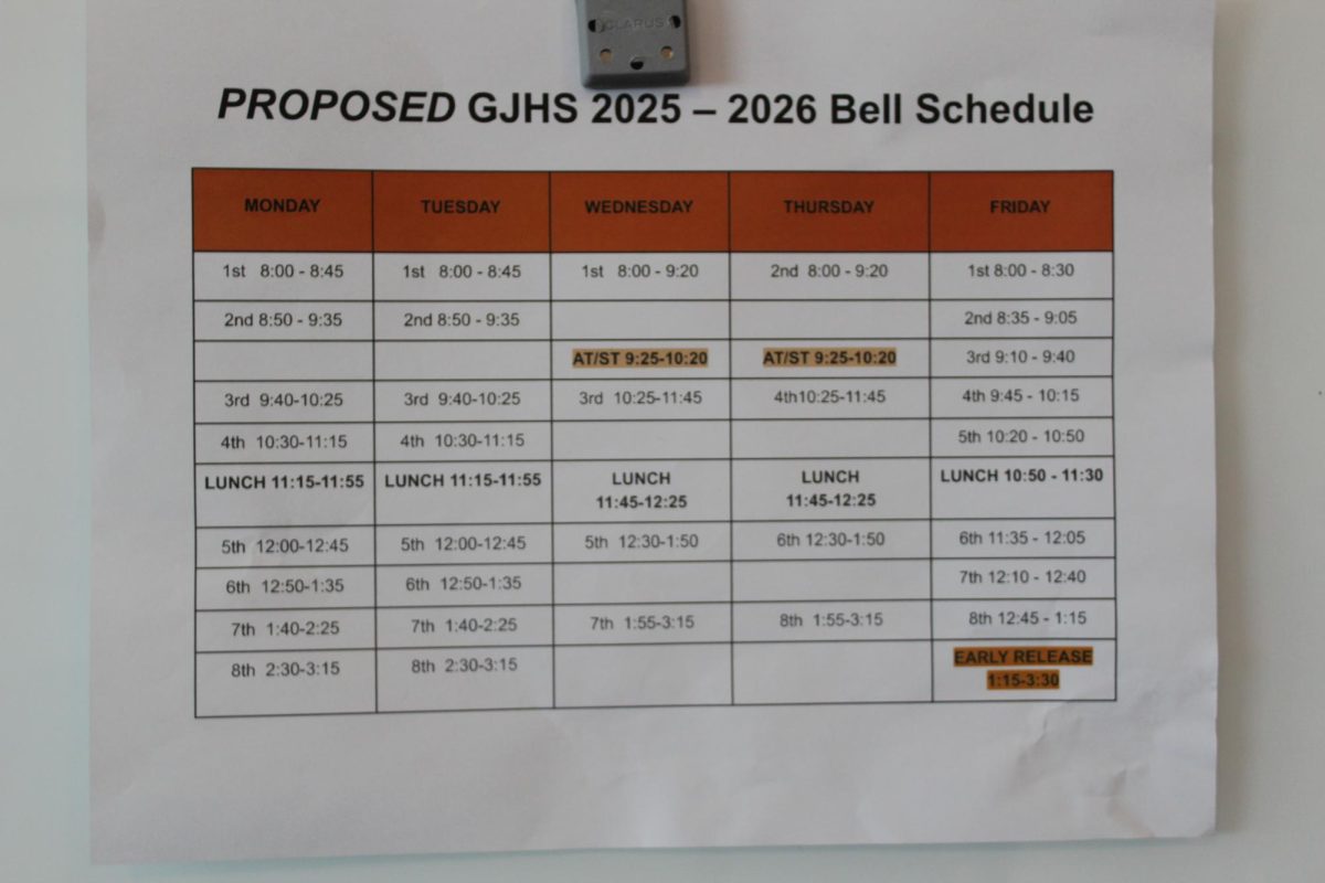 Pictured is the proposed schedule for the 2025-26 school year. Fridays will feature classes that last only thirty minutes.