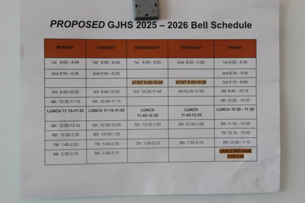 Pictured is the proposed schedule for the 2025-26 school year. Fridays will feature classes that last only thirty minutes.