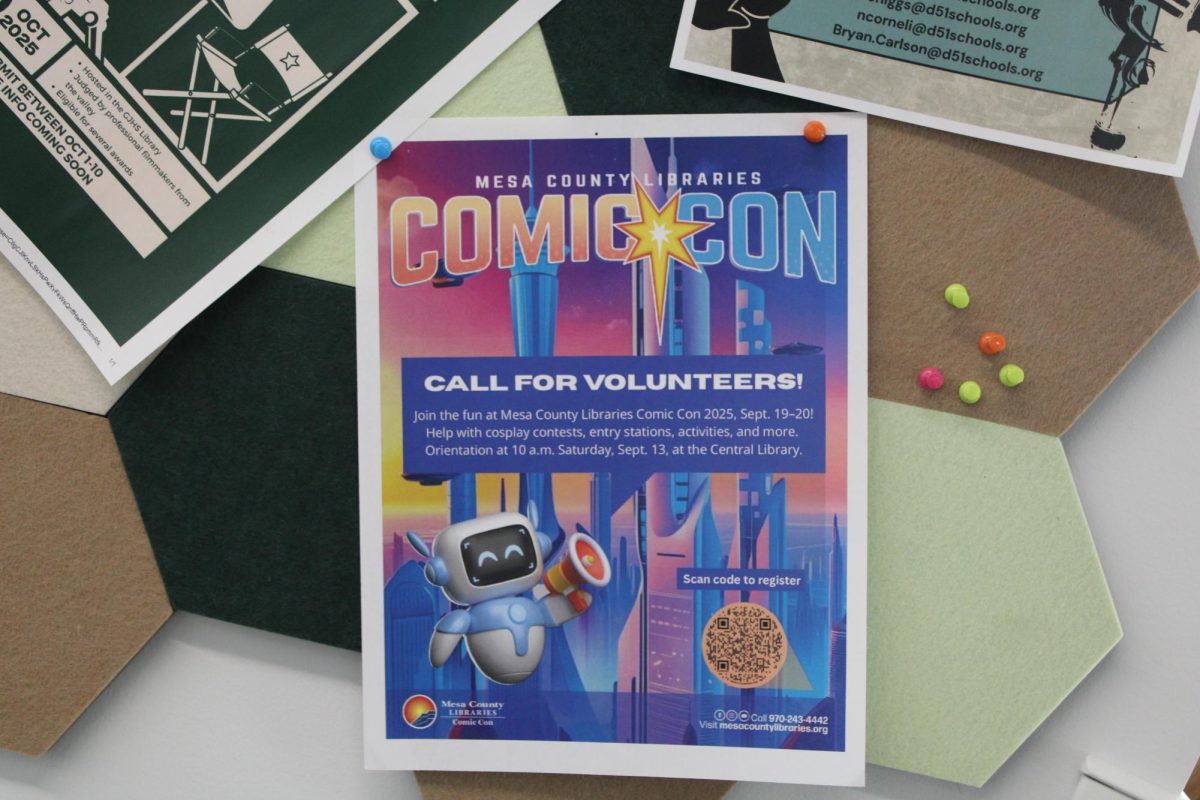 Grand Junction Comic Con posters can be seen throughout the school and town. The event will be held Sept. 19-20 in the Grand Junction Convention Center, located on Main Street.   