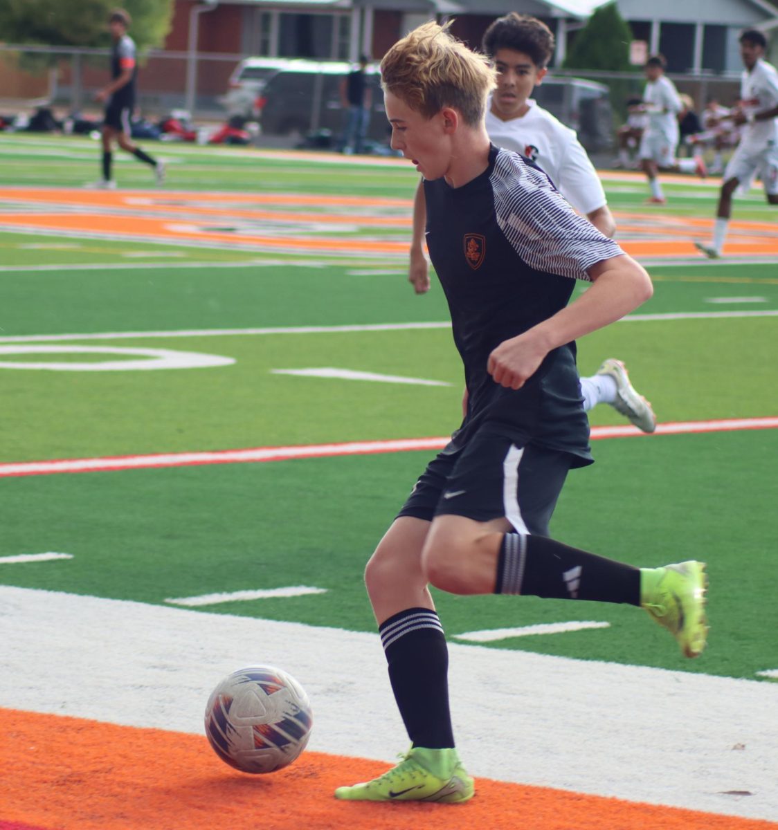 The GJHS soccer team faces off against Glenwood Springs High School on their new home field. The Tigers next host Durango at noon Saturday, Oct. 11. 