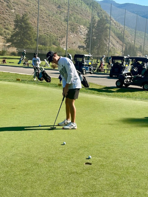 GJHS senior golfer Hunter Simmons practices putting. Simmons placed 1st at state with a two-day score of 1-under-par 139.