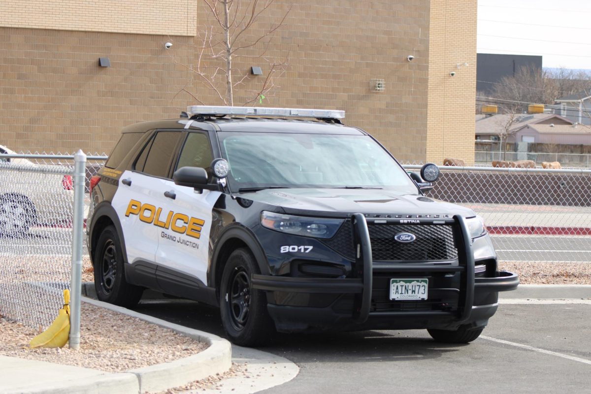 A police cruiser belonging to one of GJHS’s student resource officers. SROs can be found in the security office to the left of the health office.