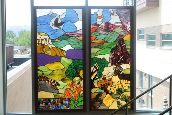 The senior’s gift to the school. This gift continues the tradition of stained glass that the school has established before.